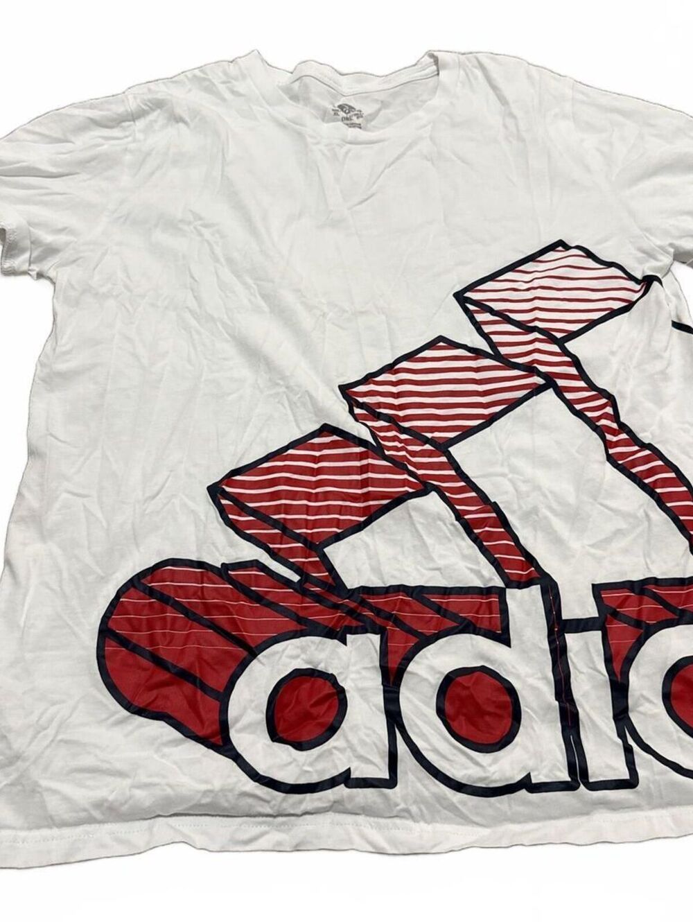 Adidas Red Logo White T Shirt - Boys XL